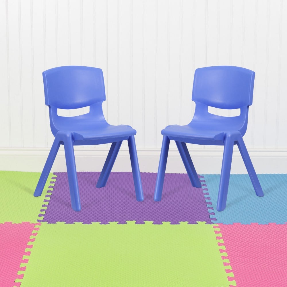 Flash Furniture Plastic Stackable School Chairs With 15-1/2in Seat Height, Blue, Set Of 2 Chairs MPN:2YUYCX005BLUE