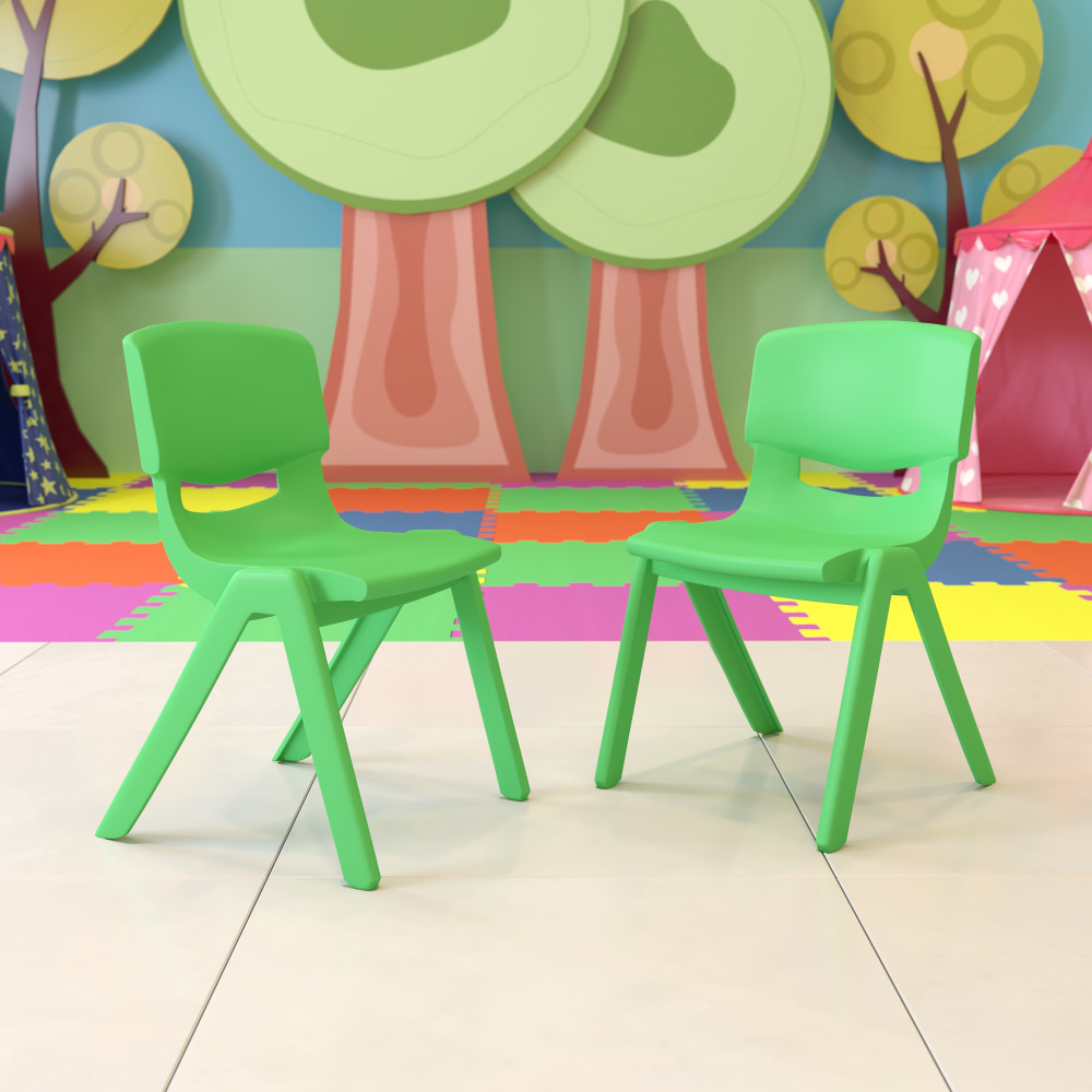 Flash Furniture Plastic Stackable School Chairs With 15-1/2in Seat Height, Green, Set Of 2 Chairs MPN:2YUYCX005GREEN