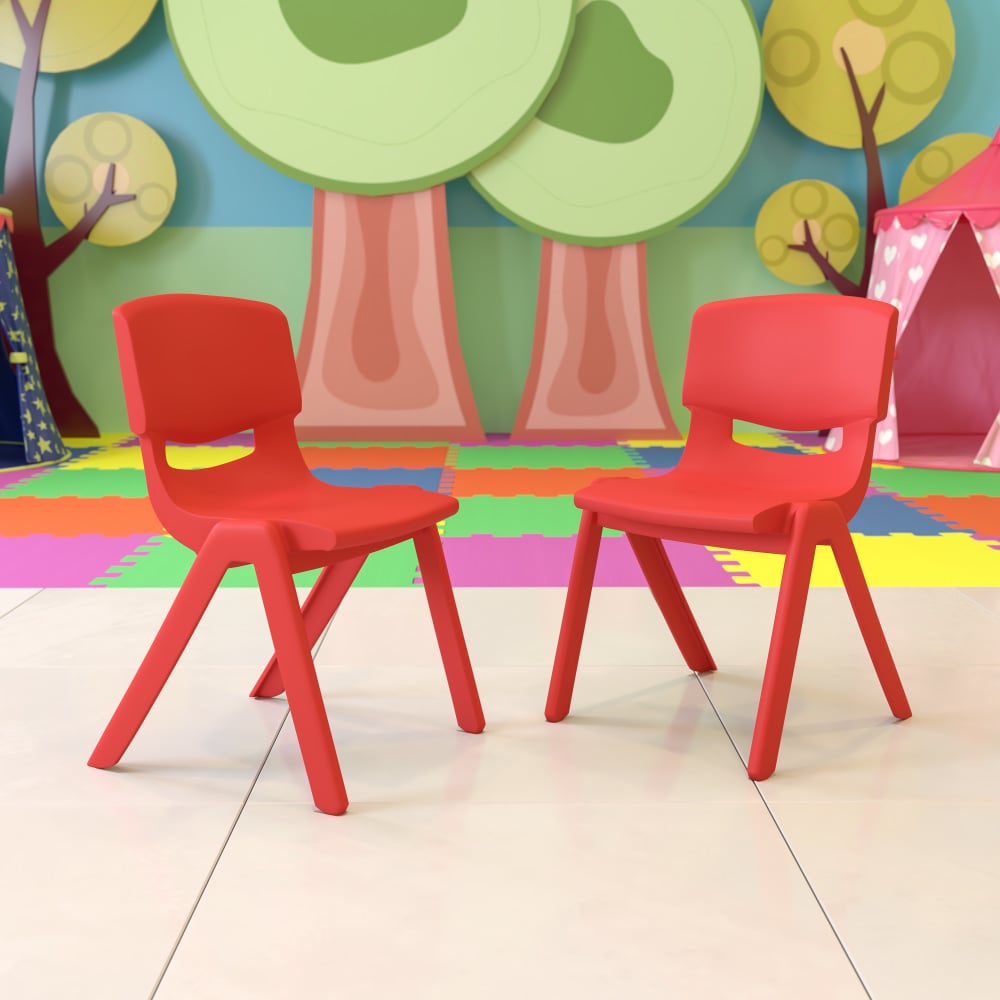 Flash Furniture Plastic Stackable School Chairs With 15-1/2in Seat Height, Red, Set Of 2 Chairs MPN:2YUYCX005RED