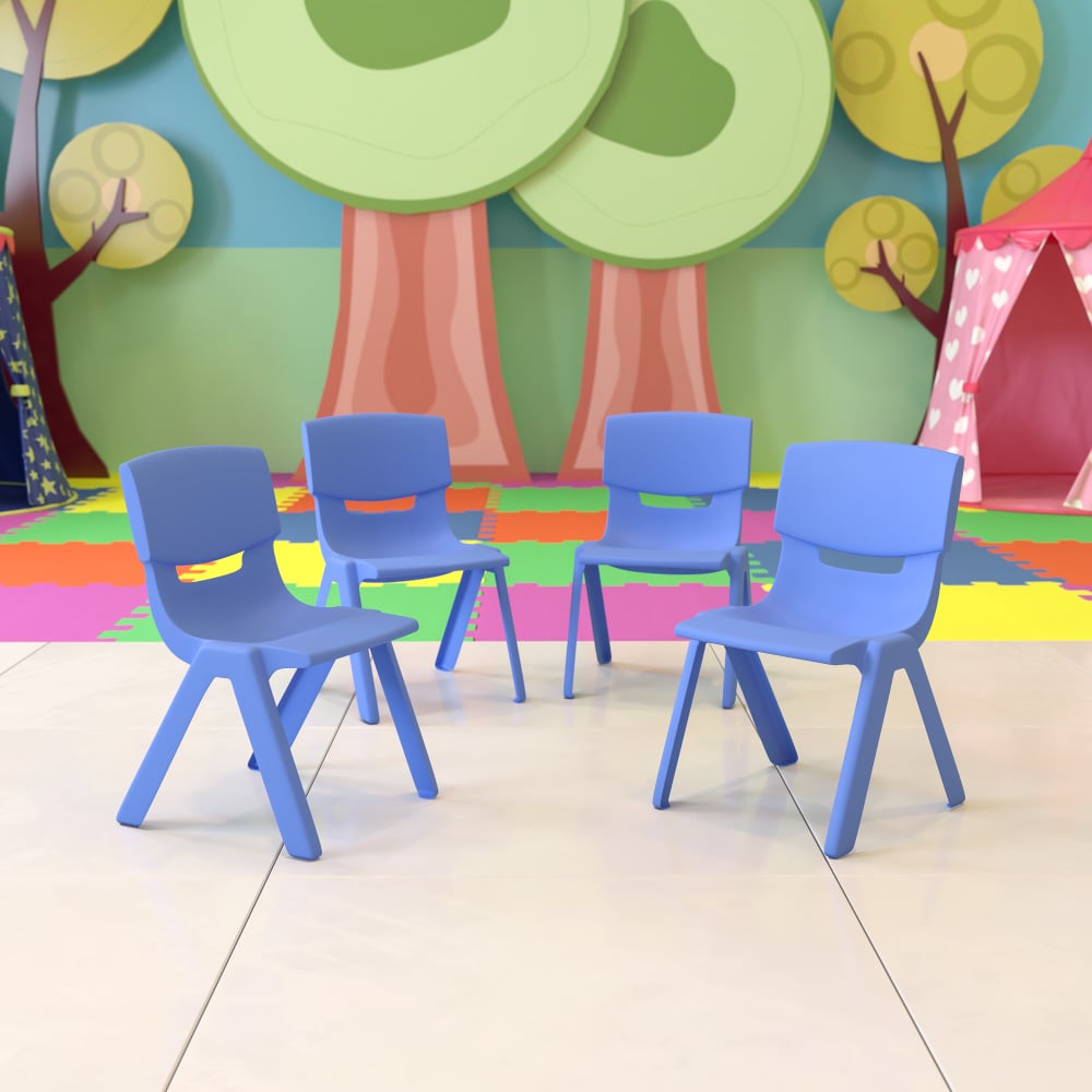 Flash Furniture Plastic Stackable School Chairs With 10-1/2in Seat Height, Blue, Set Of 4 Chairs MPN:4YUYCX4003BLUE