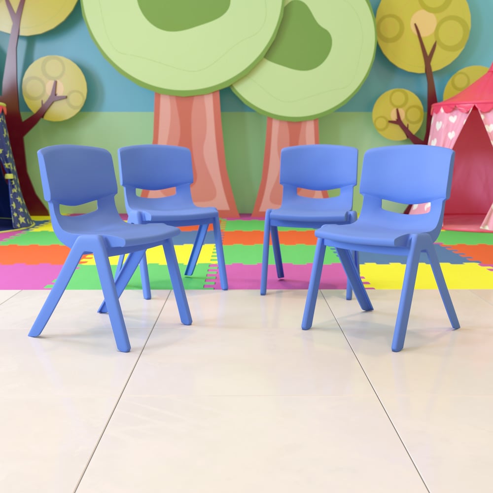 Flash Furniture Plastic Stackable School Chairs With 15.5in Seat Height, Blue, Set Of 4 Chairs MPN:4YUYCX4005BLUE