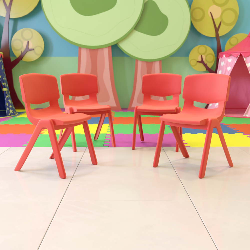 Flash Furniture Plastic Stackable School Chairs With 15.5in Seat Height, Red, Set Of 4 Chairs MPN:4YUYCX4005RED