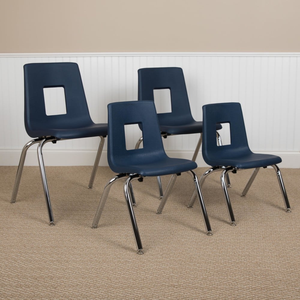 Flash Furniture Advantage Student Stacking School Chair, Navy/Silver, ADVSSC12NAVY MPN:ADVSSC12NAVY