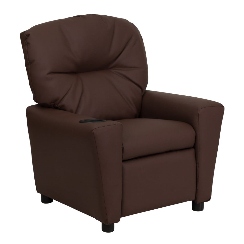 Flash Furniture Contemporary Kids Leathersoft Recliner Accent Chair With Cup Holder, Brown MPN:BT7950KIDBRNLEA
