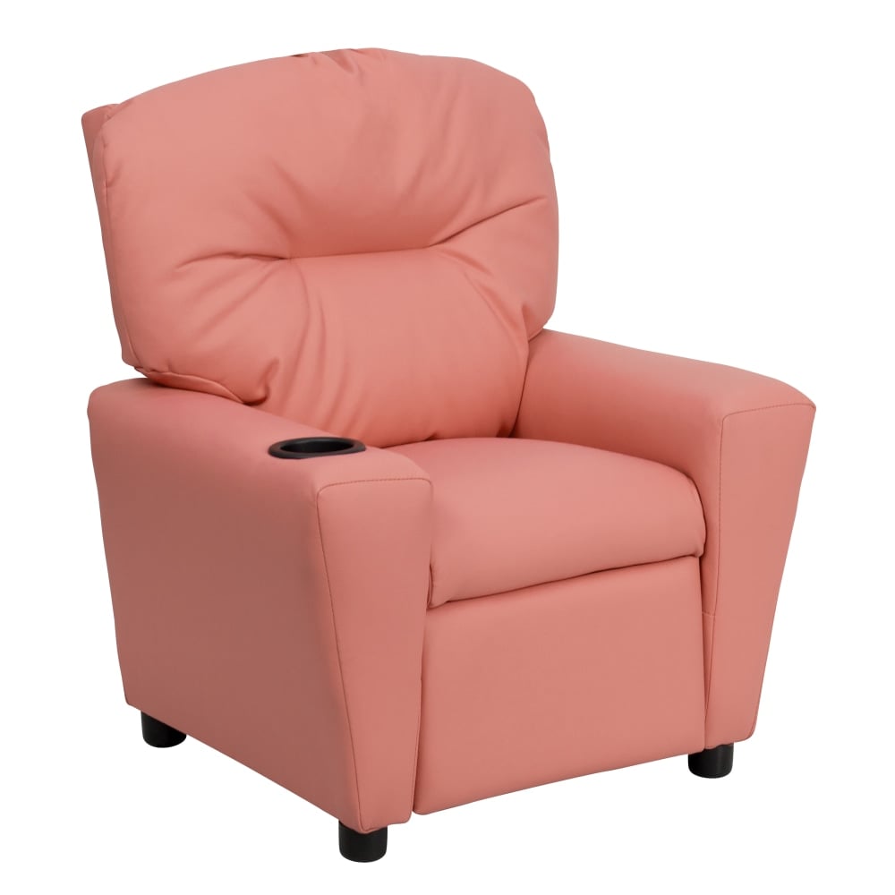 Flash Furniture Contemporary Kids Vinyl Recliner Accent Chair With Cup Holder, Pink MPN:BT7950KIDPINK