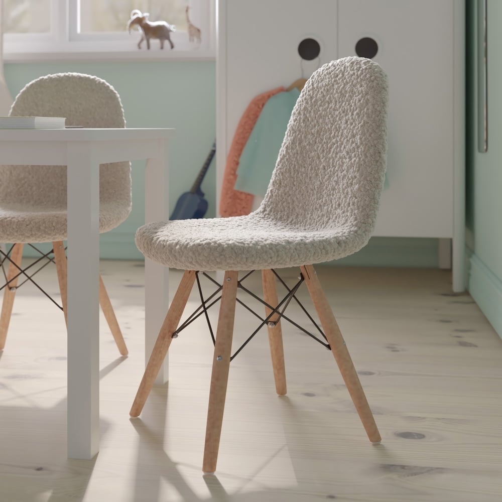 Flash Furniture Kids Zula Modern Armless Faux Shearling Accent Chair, Off-White/Beechwood MPN:DLDA20182W