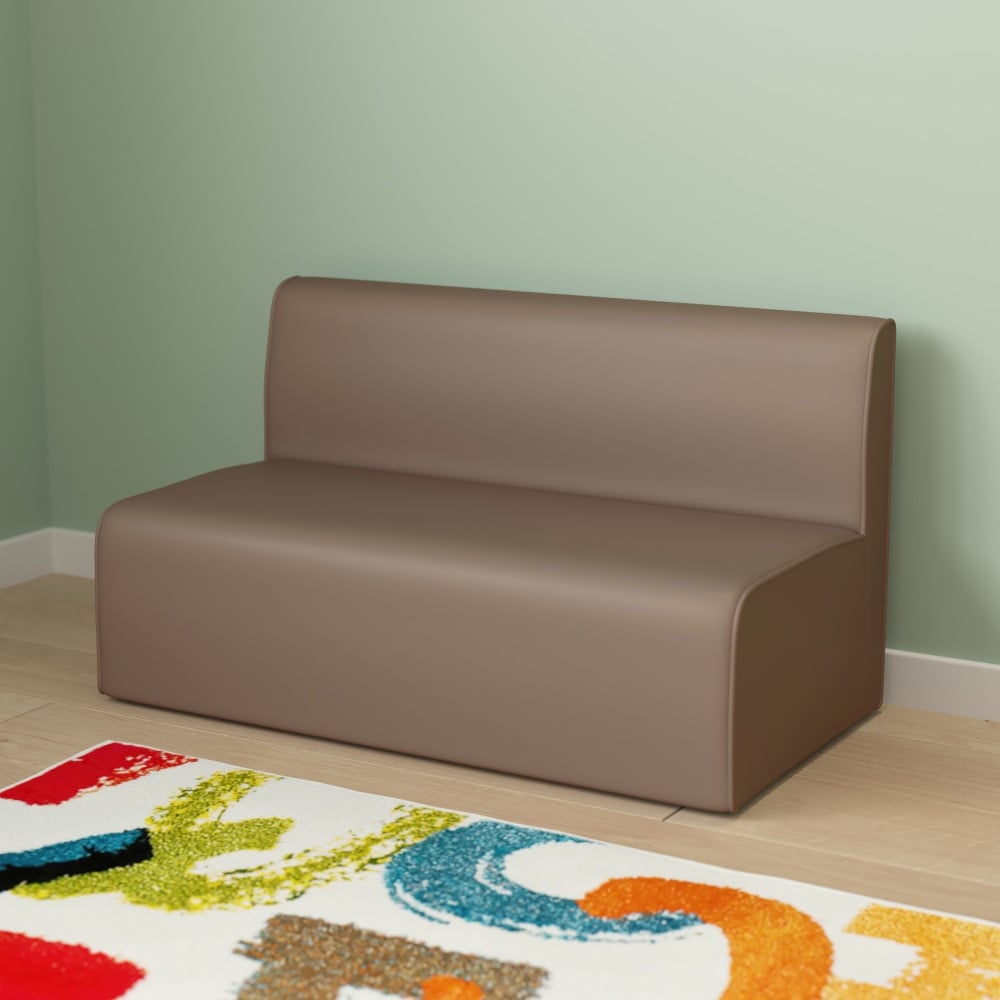 Flash Furniture Bright Beginnings Commercial-Grade Modular Classroom 2-Seater Sofa, Neutral MPN:MKKE15709