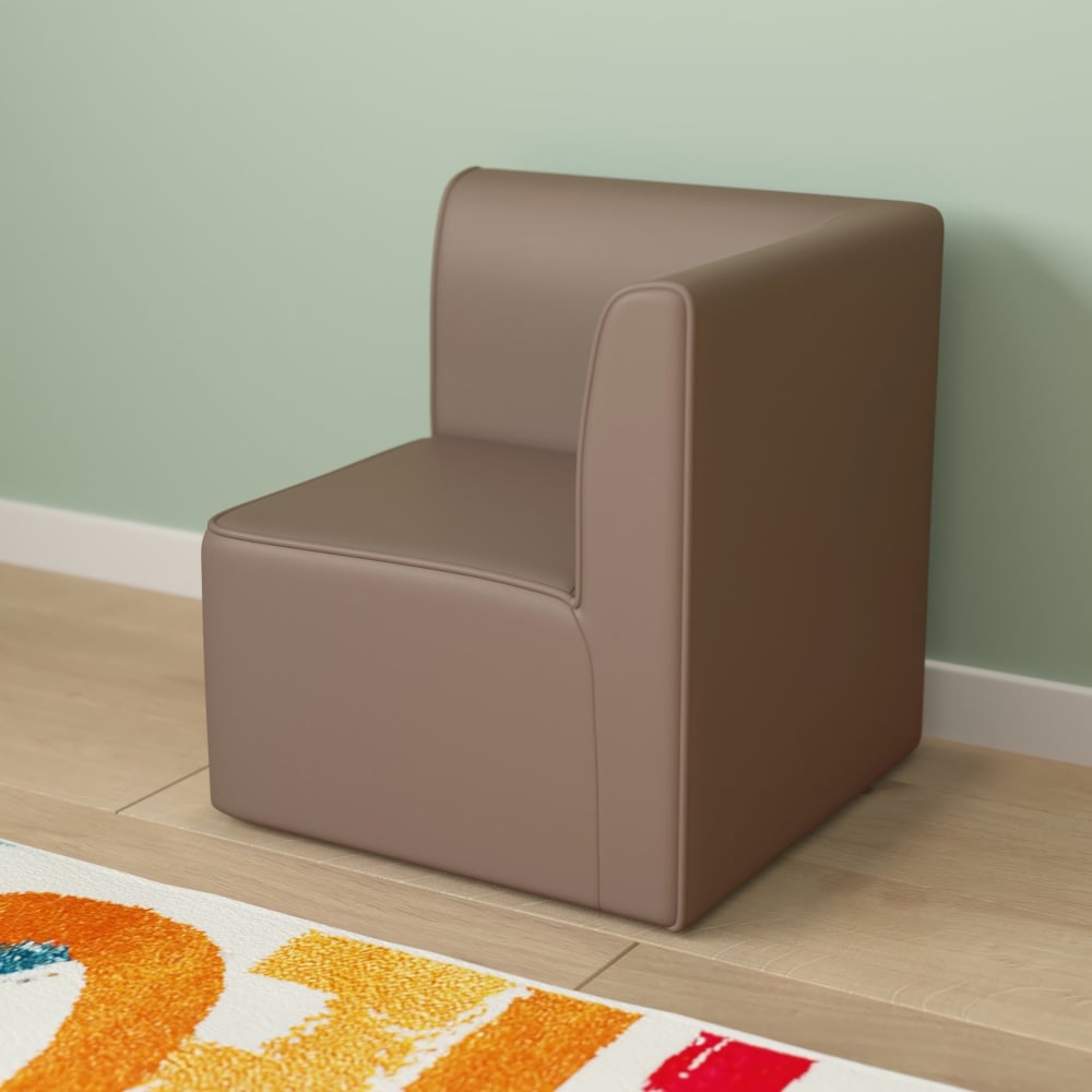 Flash Furniture Bright Beginnings Commercial Grade Modular Classroom Soft Seating 1-Seater Corner Chair, Neutral MPN:MKME15716