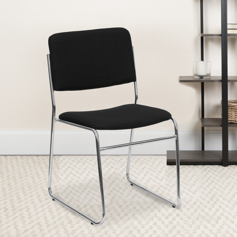 Flash Furniture HERCULES Series High-Density Stacking Chair With Sled Base, Black/Chrome MPN:XU8700CHRBK