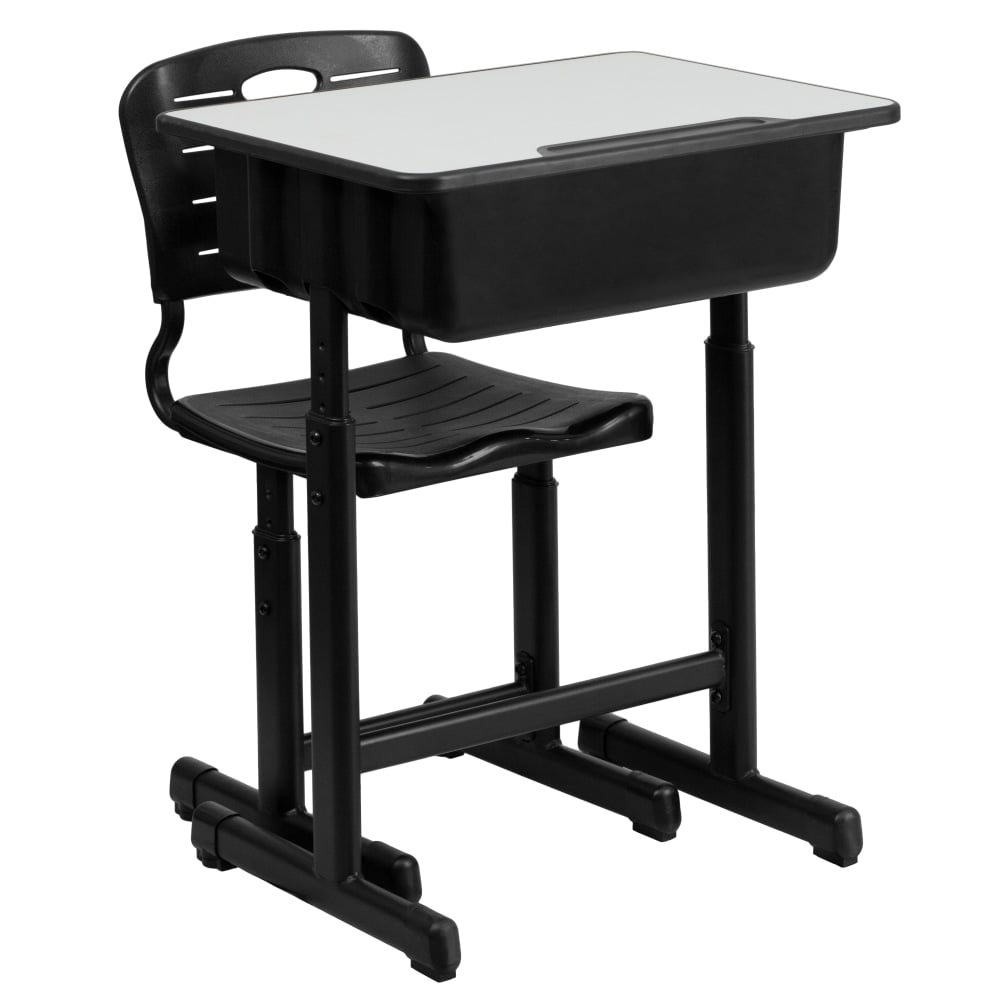 Flash Furniture Adjustable Pedestal Frame Student Desk And Chair, Gray MPN:YUYCX04609010