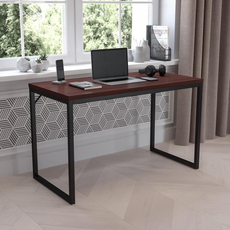 Flash Furniture 48inW Commercial-Grade Industrial Office Computer Desk, Mahogany MPN:GCGF15612MHG