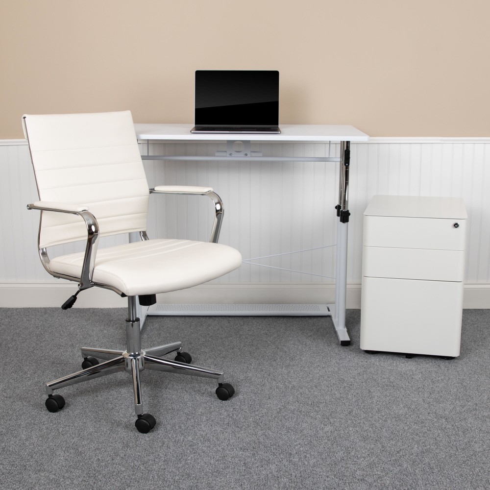 Flash Furniture Work From Home Desk And Chair Set, White - BLNNN219CH595MW MPN:BLNNN219CH595MW