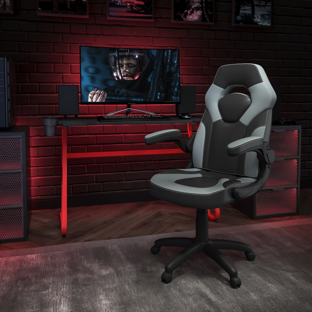 Flash Furniture Gaming Desk And Racing Chair Set With Cup Holder And Headphone Hook, Gray MPN:BLNX10RSG1030GY