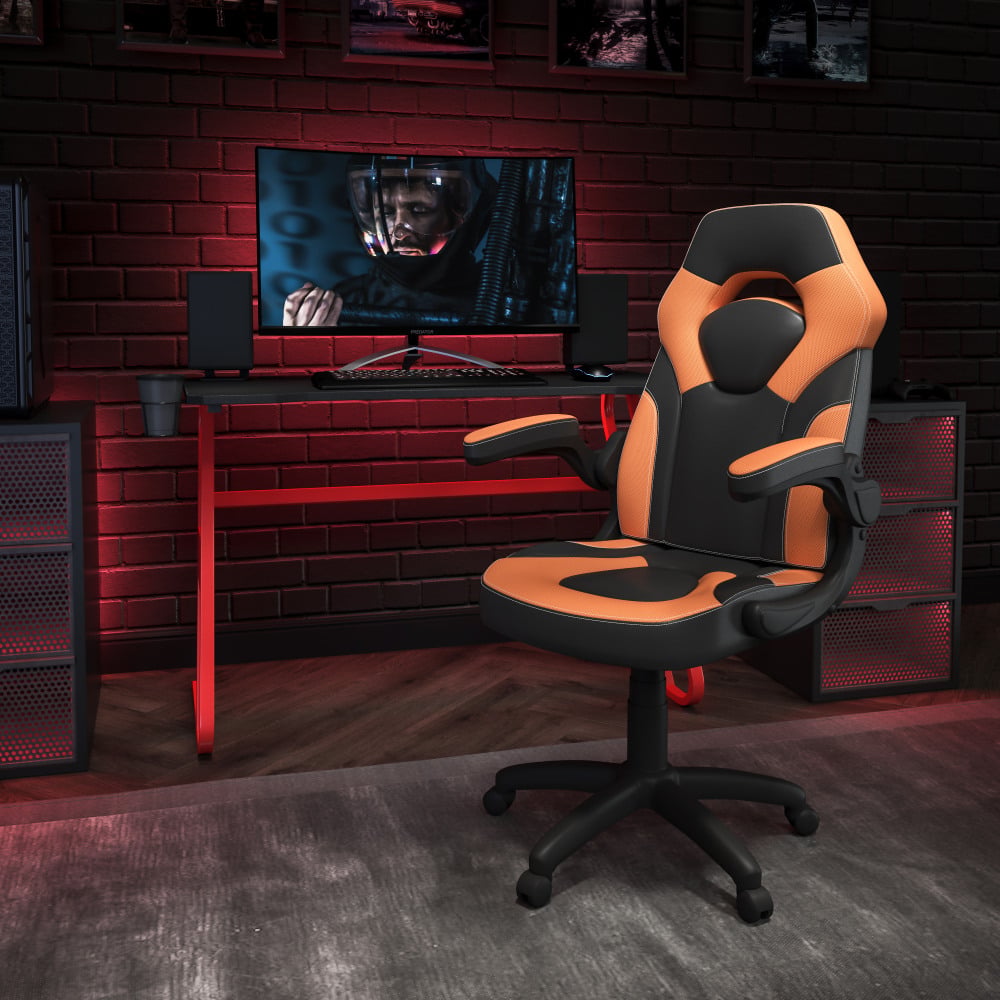 Flash Furniture Gaming Desk And Racing Chair Set With Cup Holder And Headphone Hook, Orange MPN:BLNX10RSG1030OR