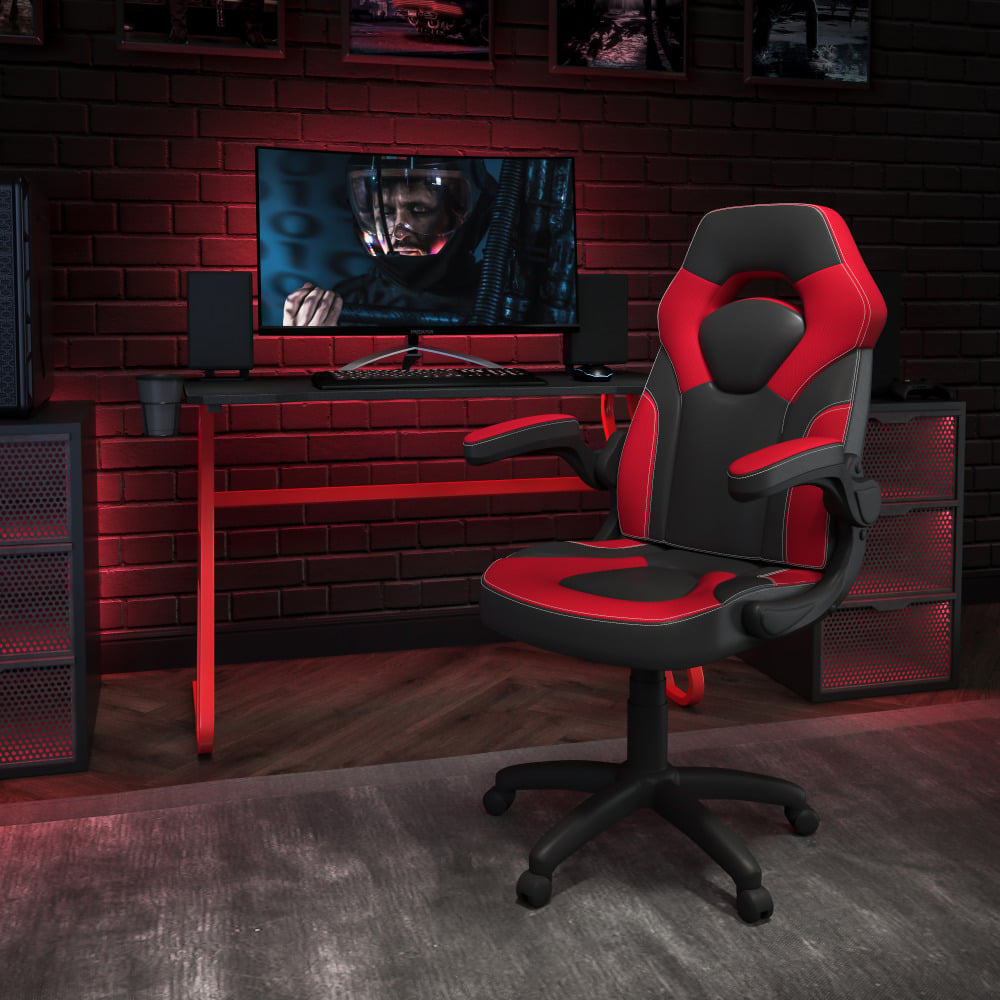 Flash Furniture Gaming Desk And Racing Chair Set With Cup Holder And Headphone Hook, Red MPN:BLNX10RSG1030RD