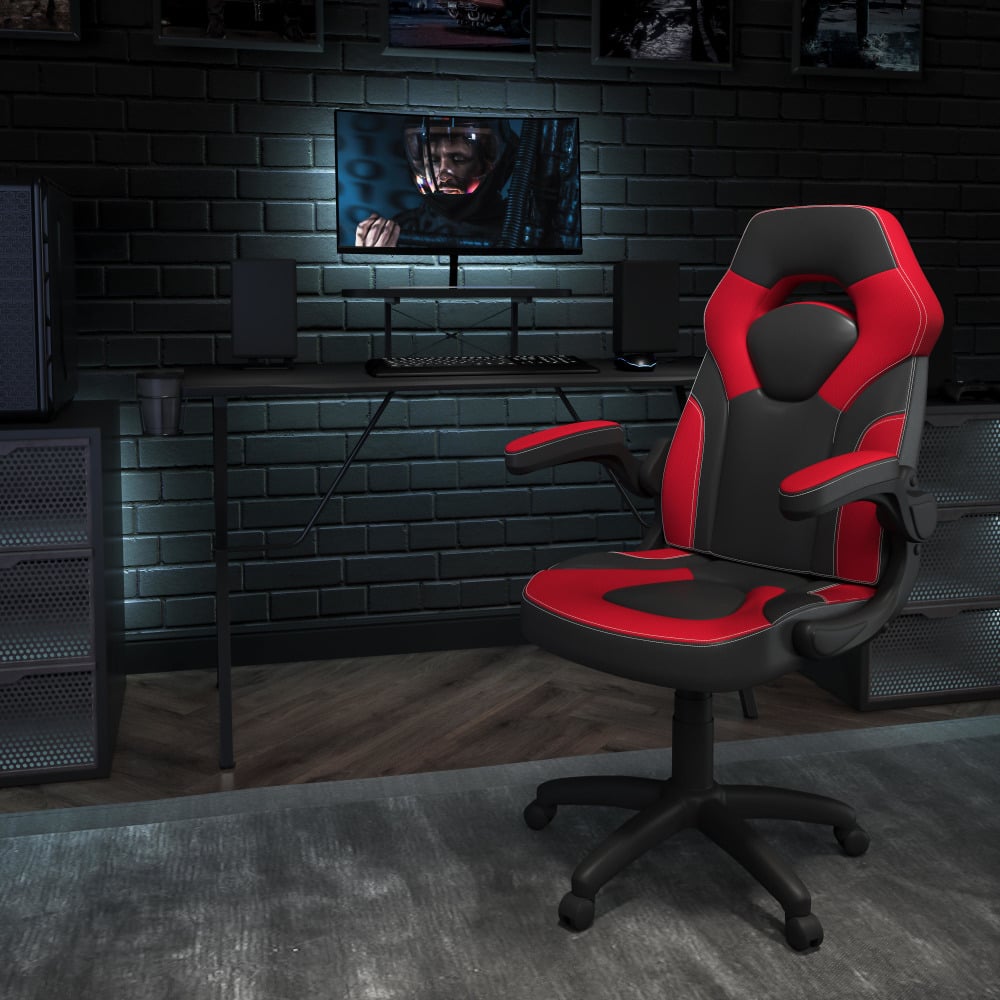 Flash Furniture Gaming Desk And Racing Chair Set With Cup Holder, Headphone Hook and Monitor/Smartphone Stand, Red MPN:BLNX10RSG1031RD