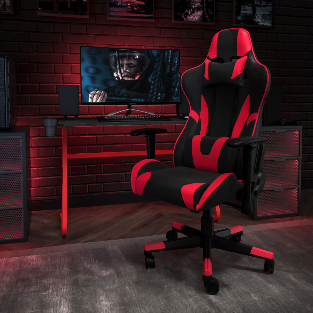 Flash Furniture Gaming Desk And Reclining Chair Set With Cup Holder And Headphone Hook, Red, BLNX20RSG1030RD MPN:BLNX20RSG1030RD