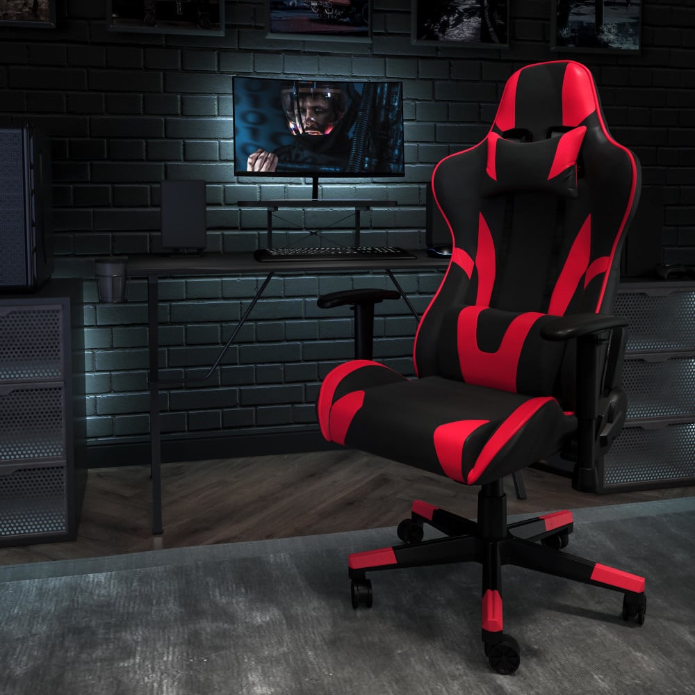 Flash Furniture Gaming Desk And Reclining Chair Set With Cup Holder, Headphone Hook & Monitor/Smartphone Stand, Red MPN:BLNX20RSG1031RD