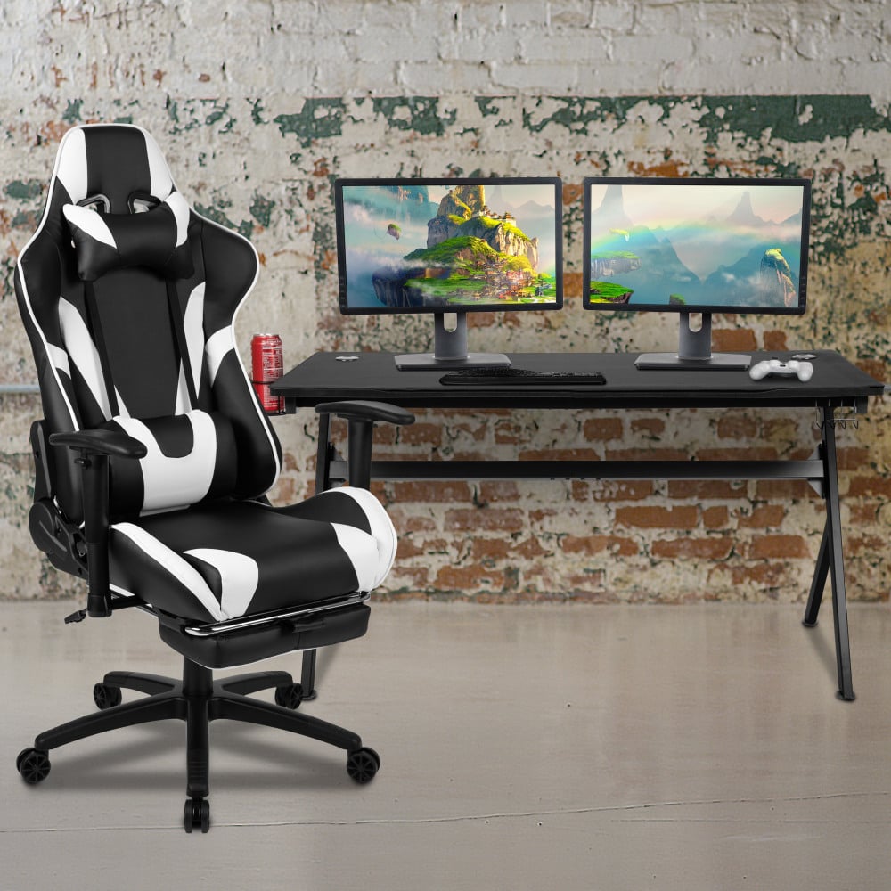 Flash Furniture Gaming Desk And Reclining Chair Set, Black MPN:BLNX30D1904LBK