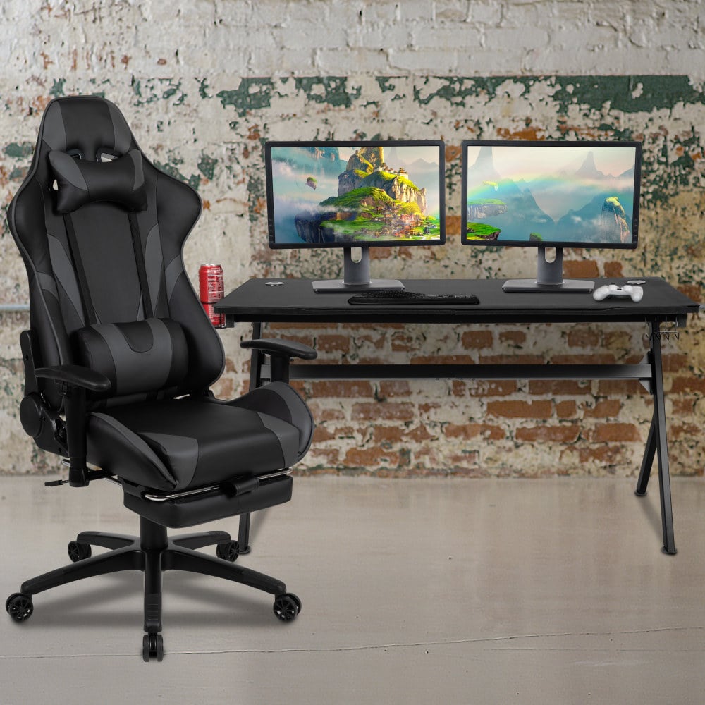 Flash Furniture Gaming Desk And Reclining Chair Set, Gray MPN:BLNX30D1904LGY
