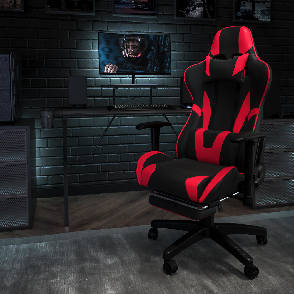 Flash Furniture Gaming Desk And Reclining Chair Set With Cup Holder, Headphone Hook And Monitor/Smartphone Stand, Red MPN:BLNX30RSG1031RD