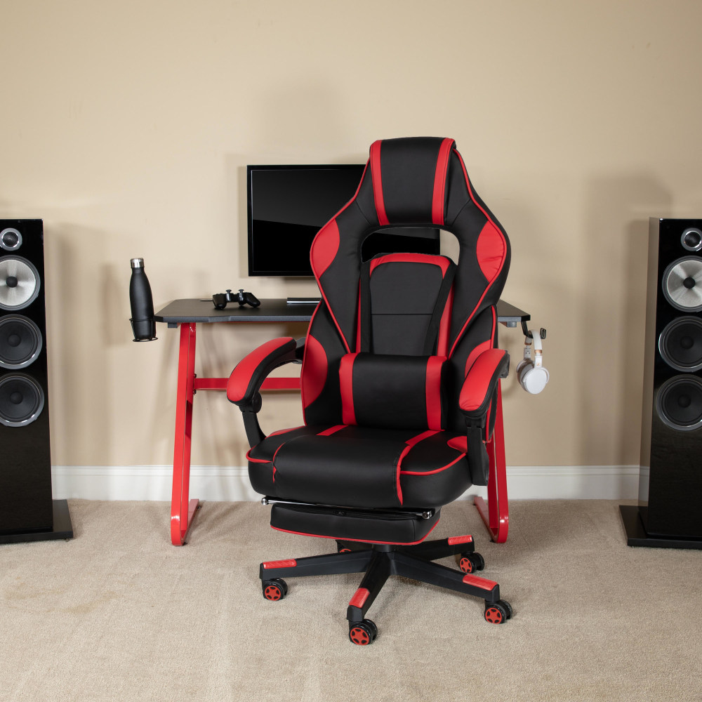 Flash Furniture Gaming Desk And Chair Set With Cup Holder, Headphone Hook, Footrest & Reclining Back/Arms, Red MPN:BLNX40RSG1030RD