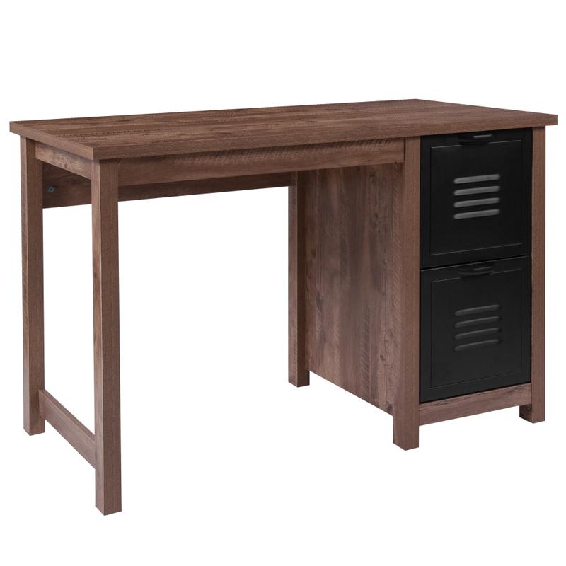 Flash Furniture 48inW Computer Desk With Metal Drawers, Crosscut Oak MPN:NANJN21736T