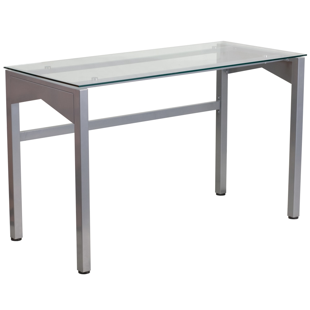 Flash Furniture 48inW Contemporary Glass Computer Desk, Clear/Silver MPN:NANYLCD1219