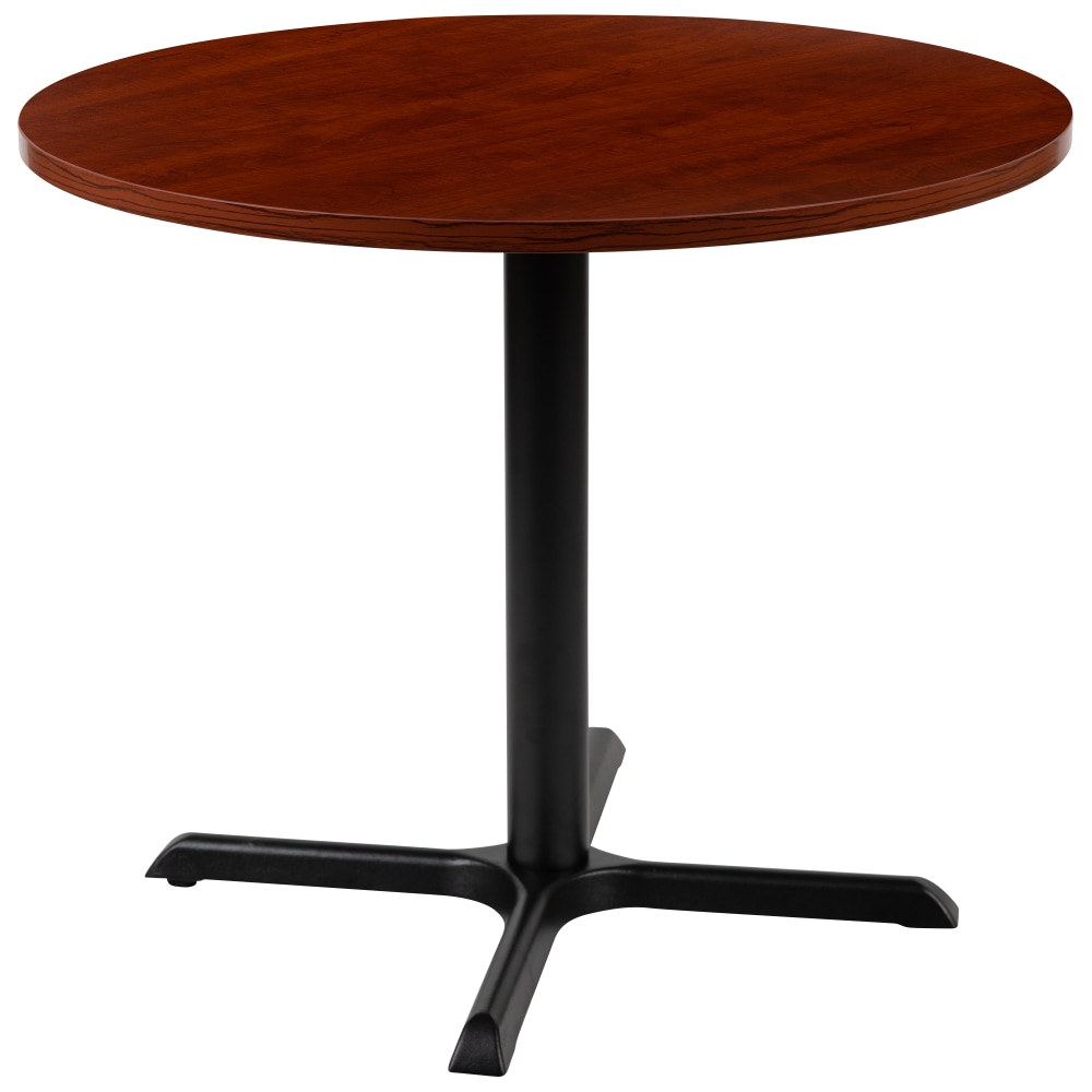 Flash Furniture Round Multipurpose Conference Table, 30inH x 35-1/2inW x 35-1/2inD, Cherry/Black MPN:GCMBLK15CHR