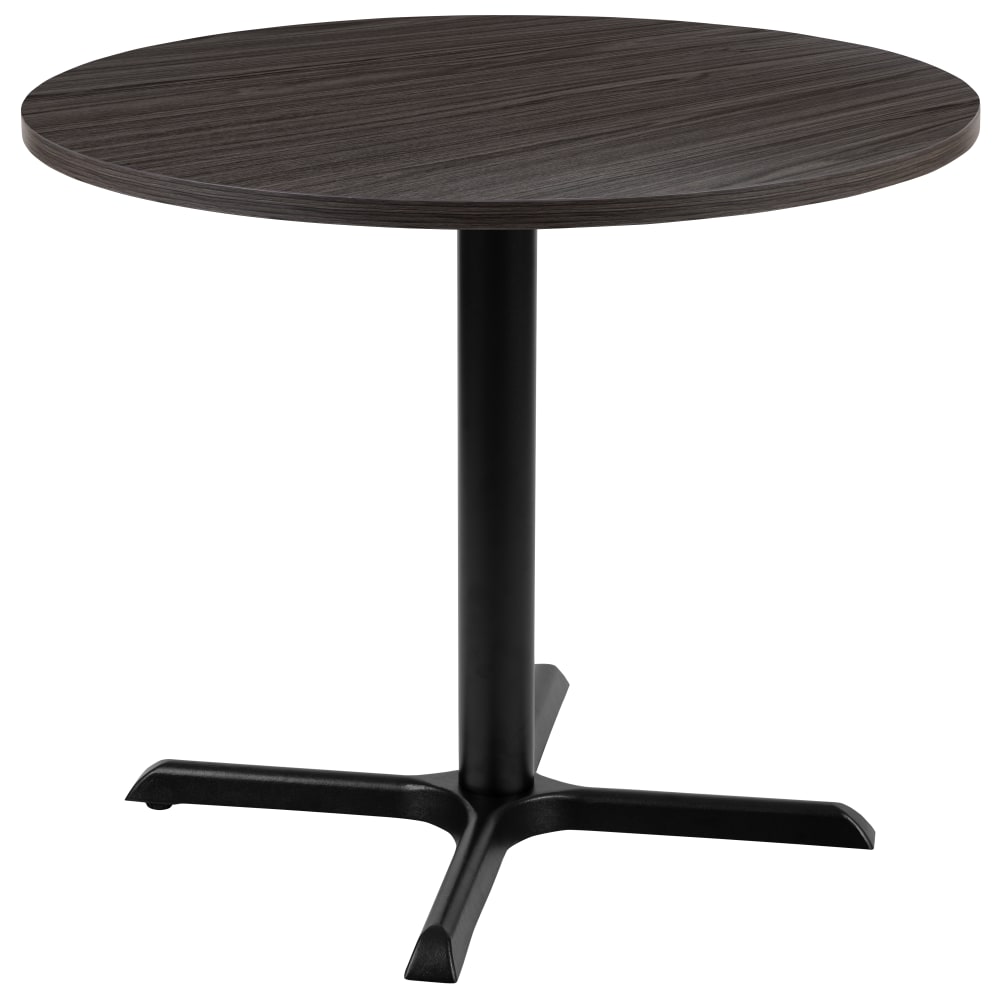 Flash Furniture Round Multipurpose Conference Table, 30inH x 35-1/2inW x 35-1/2inD, Rustic Gray/Black MPN:GCMBLK15GRY