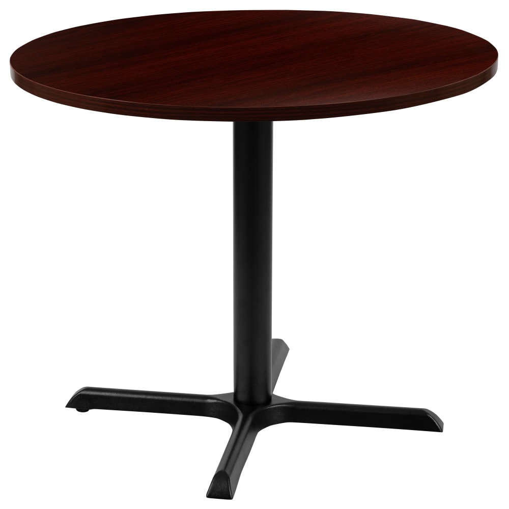 Flash Furniture Round Multipurpose Conference Table, 30inH x 35-1/2inW x 35-1/2inD, Mahogany/Black MPN:GCMBLK15MHG