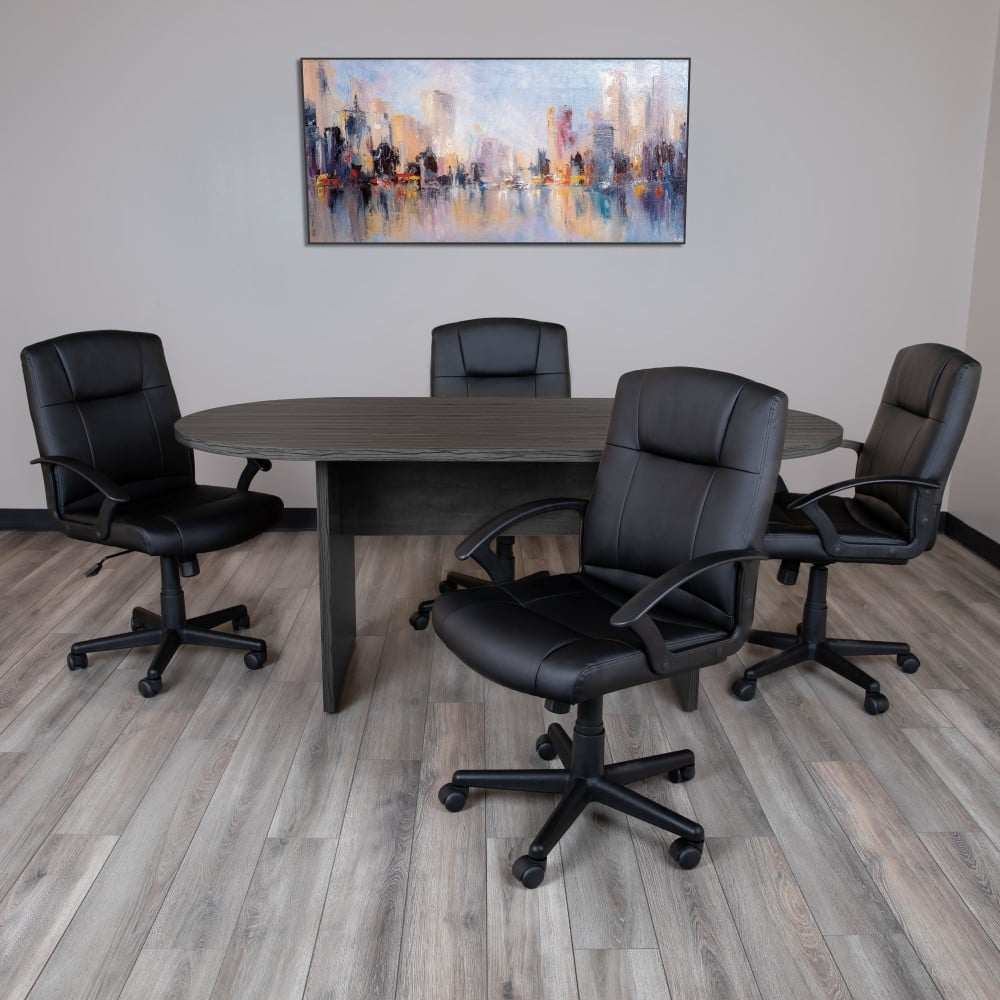 Flash Furniture Classic Oval Conference Table, 29-1/2inH x 35inW x 72inD, Rustic Gray MPN:GCTL1035GRY