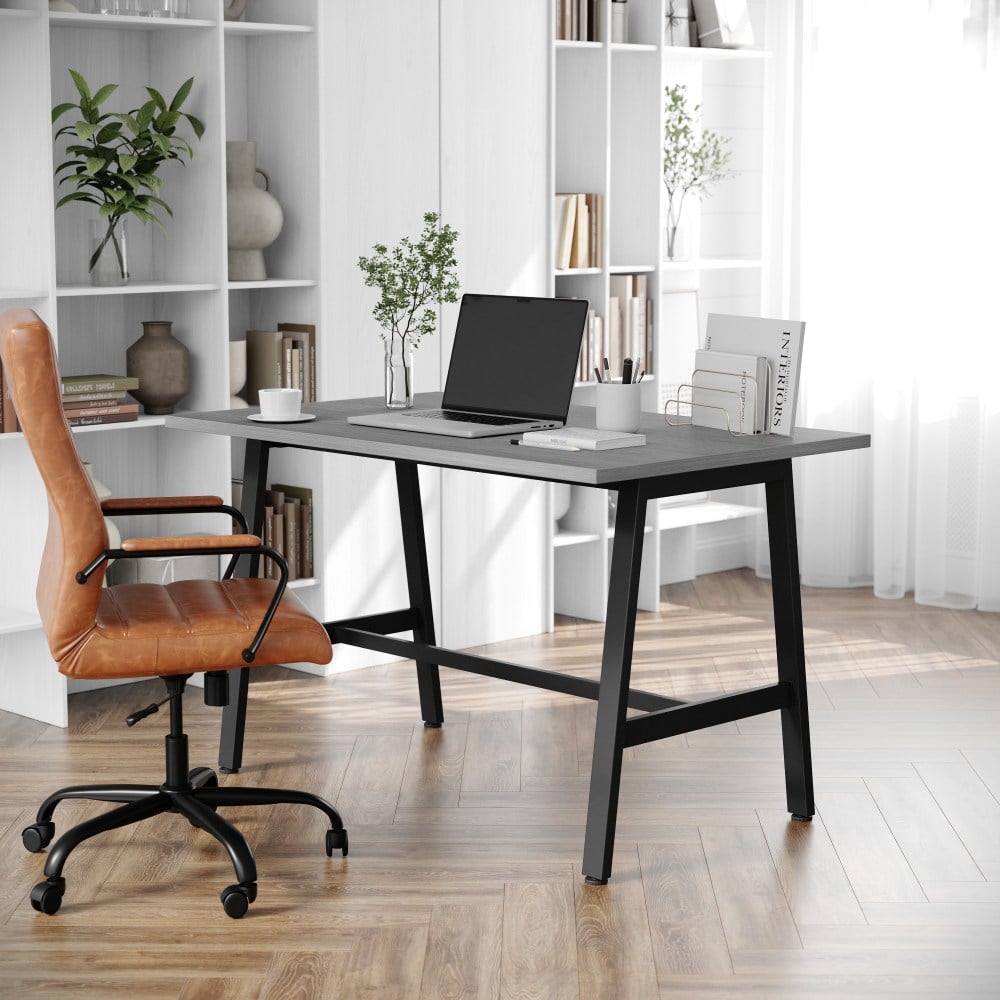 Flash Furniture Redmond Commercial 48x30 Conference Table, PVC Edging and Heavy Duty A-Frame Steel Base, Gray Oak - MTM4830LTGRYABF MPN:MTM4830LTGRYABF