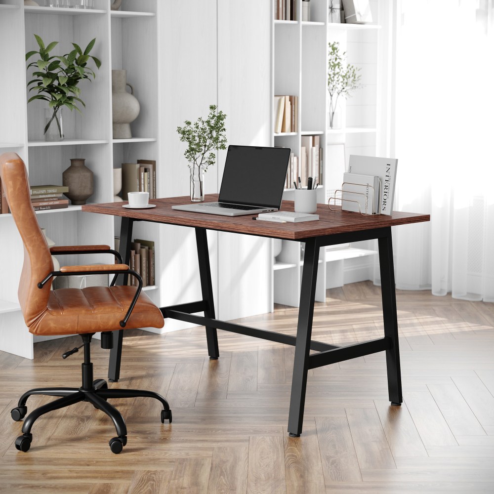 Flash Furniture Redmond Commercial 48x30 Conference Table, PVC Edging and Heavy Duty A-Frame Steel Base, Walnut - MTM4830WLTABF MPN:MTM4830WLTABF
