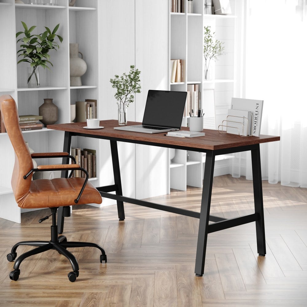Flash Furniture Redmond Commercial 60x24 Conference Table, PVC Edging and Heavy Duty A-Frame Steel Base, Walnut - MTM6024WLTABF MPN:MTM6024WLTABF