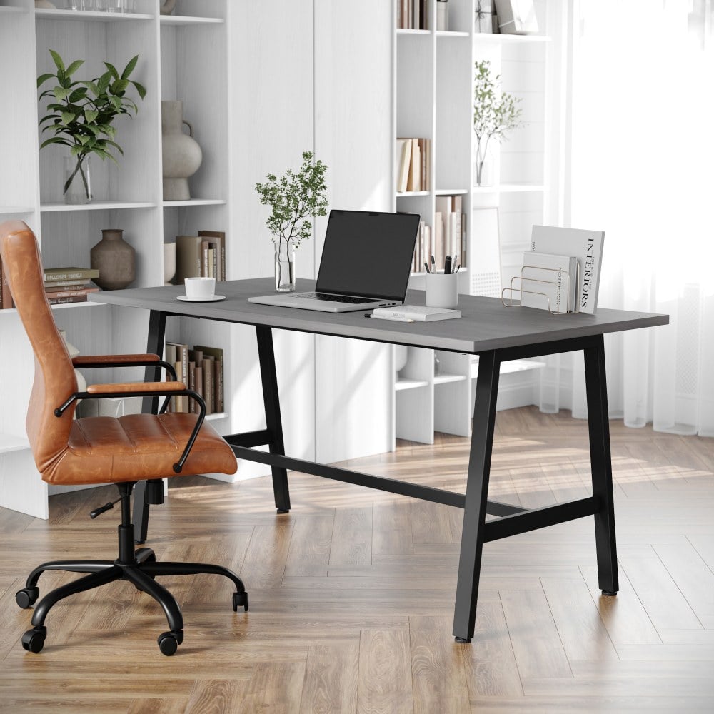 Flash Furniture Redmond Commercial 60x30 Conference Table, PVC Edging and Heavy Duty A-Frame Steel Base, Gray Oak - MTM6030LTGRYABF MPN:MTM6030LTGRYABF