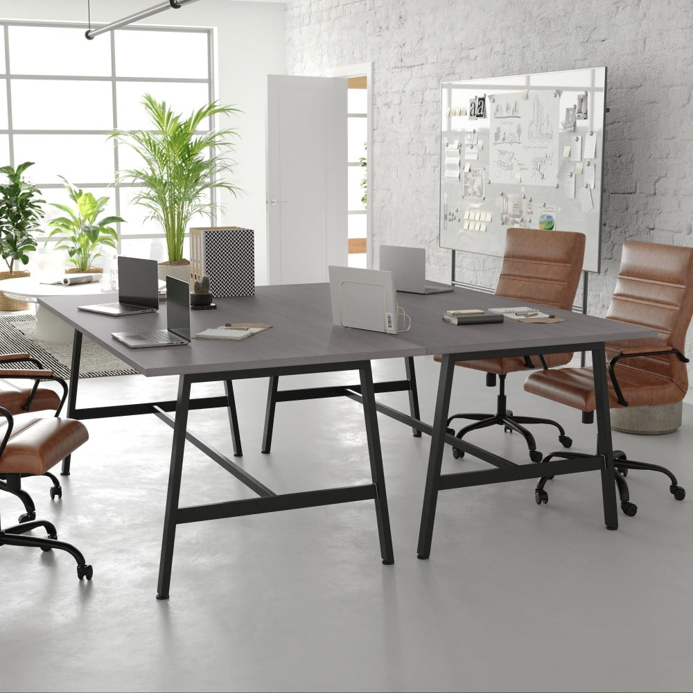 Flash Furniture Redmond Commercial 72x36 Conference Table, PVC Edging and Heavy Duty A-Frame Steel Base, Gray Oak - MTM7236LTGRYABF MPN:MTM7236LTGRYABF