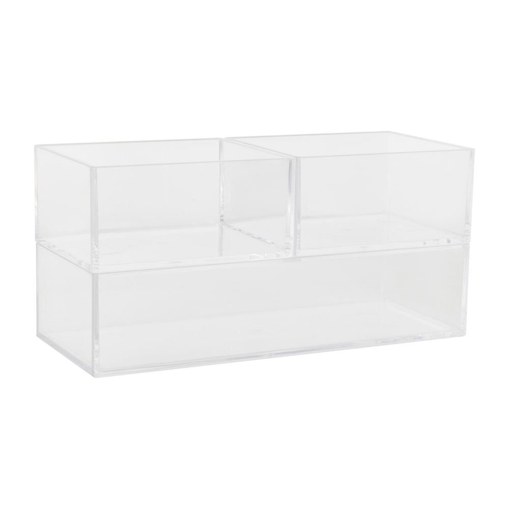 Martha Stewart Brody Stack & Slide Plastic Tray Office Desktop Organizers, 2inH x 3inW x 7-1/2inD, Clear, Set Of 3 Organizers MPN:BEPB33163CLR