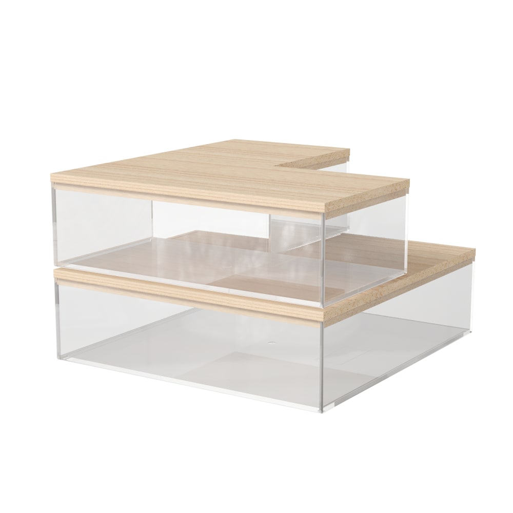 Martha Stewart Brody Plastic Storage Organizer Bins With Lids, 2inH x 7-1/2inW x 6-1/4inD, Clear/Light Natural, Set Of 3 Bins MPN:BEPB3317WD3CLNT