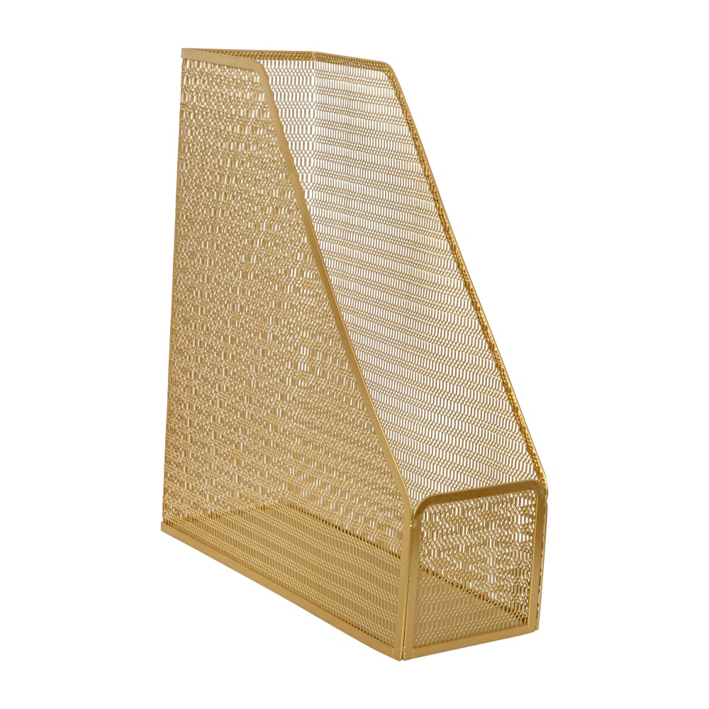 Martha Stewart Ryder Mesh Metal Single-Slot Magazine File Holder Desktop Organizer, 11-1/2inH x 3-3/4inW x 9-3/4inD, Gold MPN:HHOHD06GLD