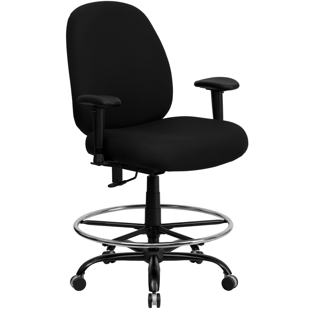 Flash Furniture HERCULES Big & Tall Fabric Ergonomic Drafting Chair with Adjustable Back Height and Arms, Black MPN:WL-715MG-BK-AD-GG