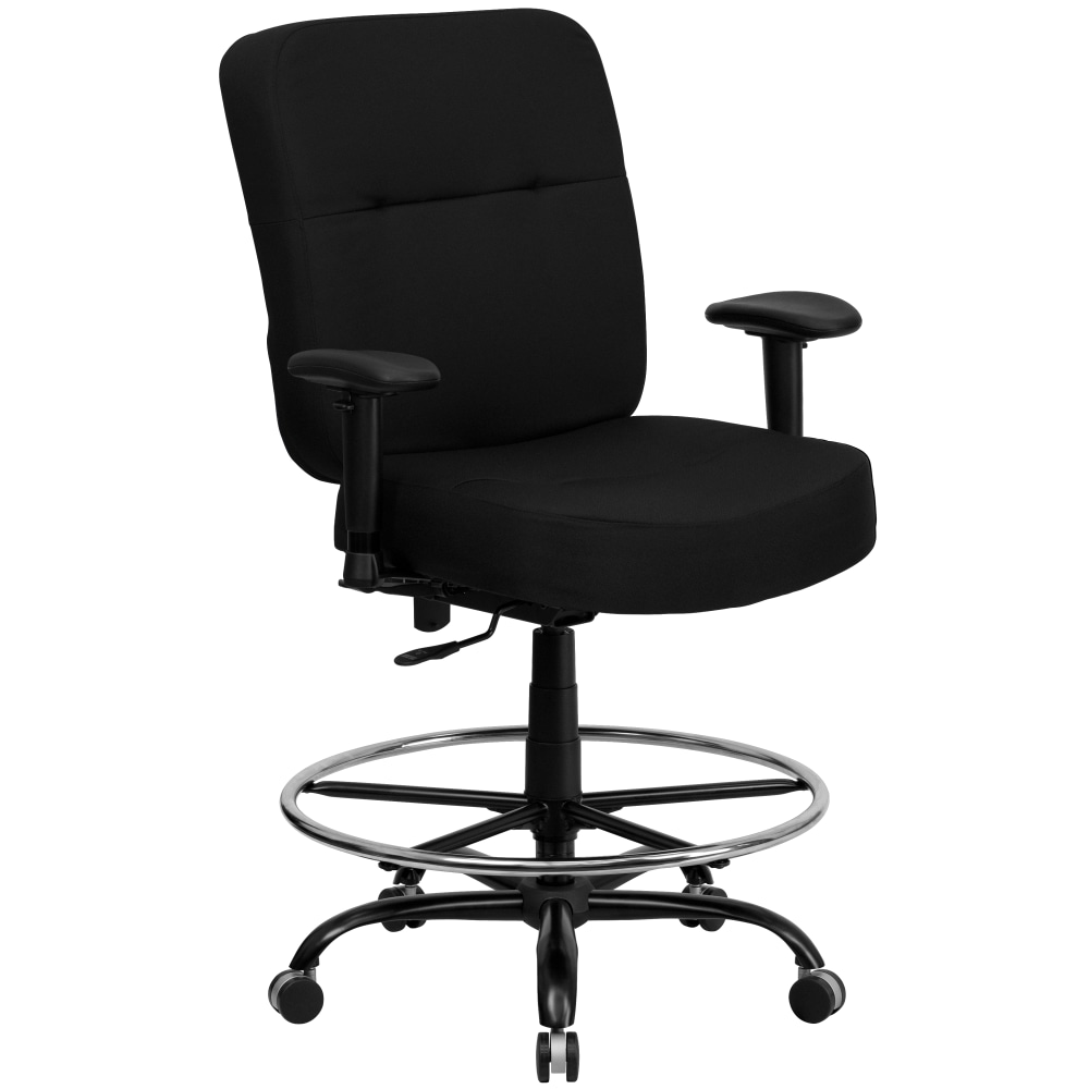 Flash Furniture HERCULES Series Big & Tall 400 lb. Rated Ergonomic Drafting Chair with Rectangular Back and Adjustable Arms Black MPN:WL-735SYG-BK-AD-GG