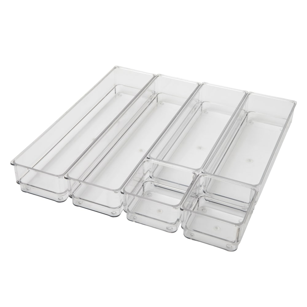 Martha Stewart Miles Plastic Stackable Office Desk Drawer 6-Piece Organizer Set, Clear MPN:BEPB583466CGD