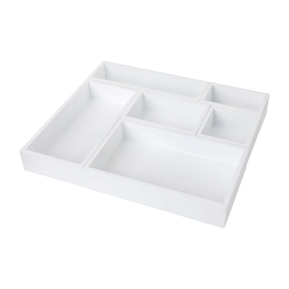 Martha Stewart Enzo 6-Piece Desk Drawer Organizer Set, 2inH x 15inW x 13inD, White MPN:LY689866WH