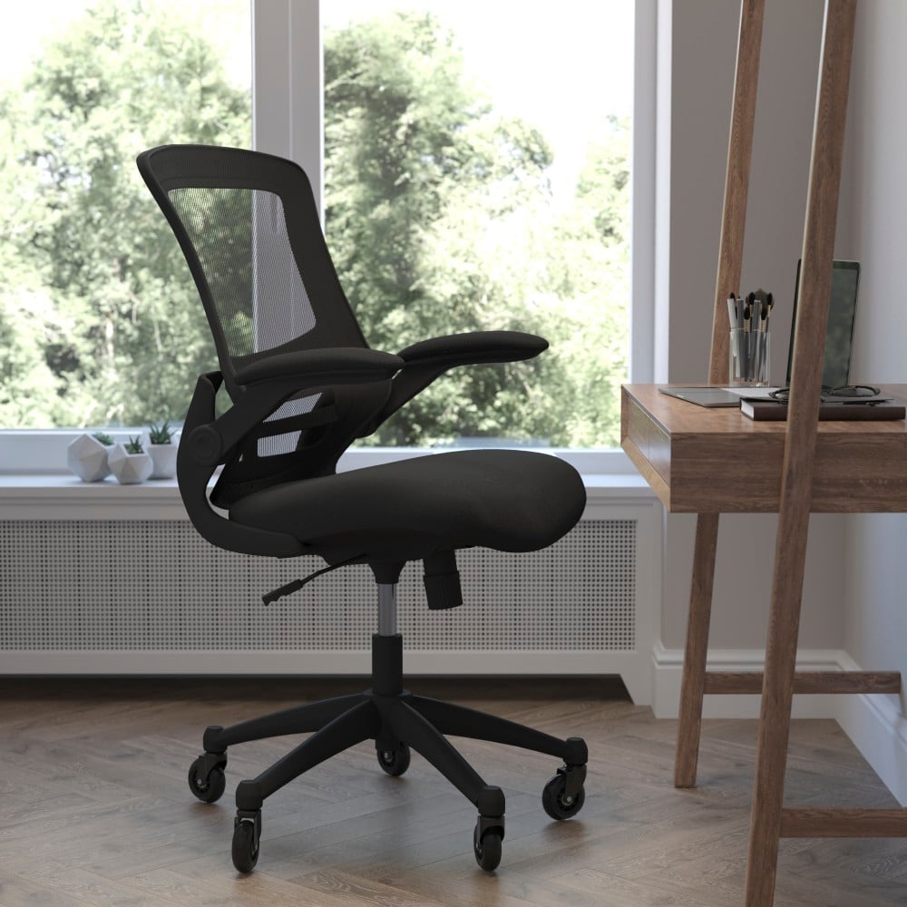 Flash Furniture Kelista Ergonomic Mesh Mid-Back Swivel Task Chair, Black MPN:BLX5MBKRLB