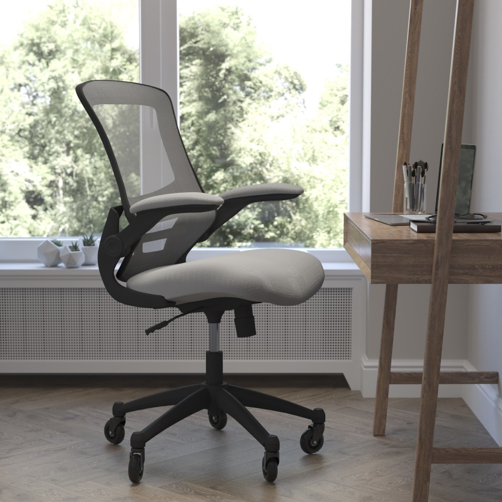 Flash Furniture Kelista Ergonomic Mesh Mid-Back Swivel Task Chair, Dark Gray/Black MPN:BLX5MDKGYRLB