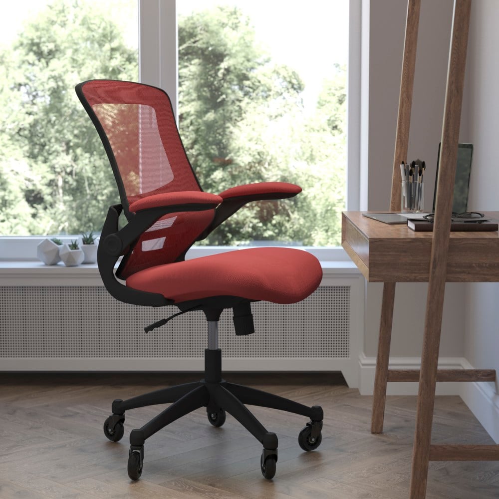 Flash Furniture Kelista Ergonomic Mesh Mid-Back Swivel Task Chair, Red/Black MPN:BLX5MREDRLB
