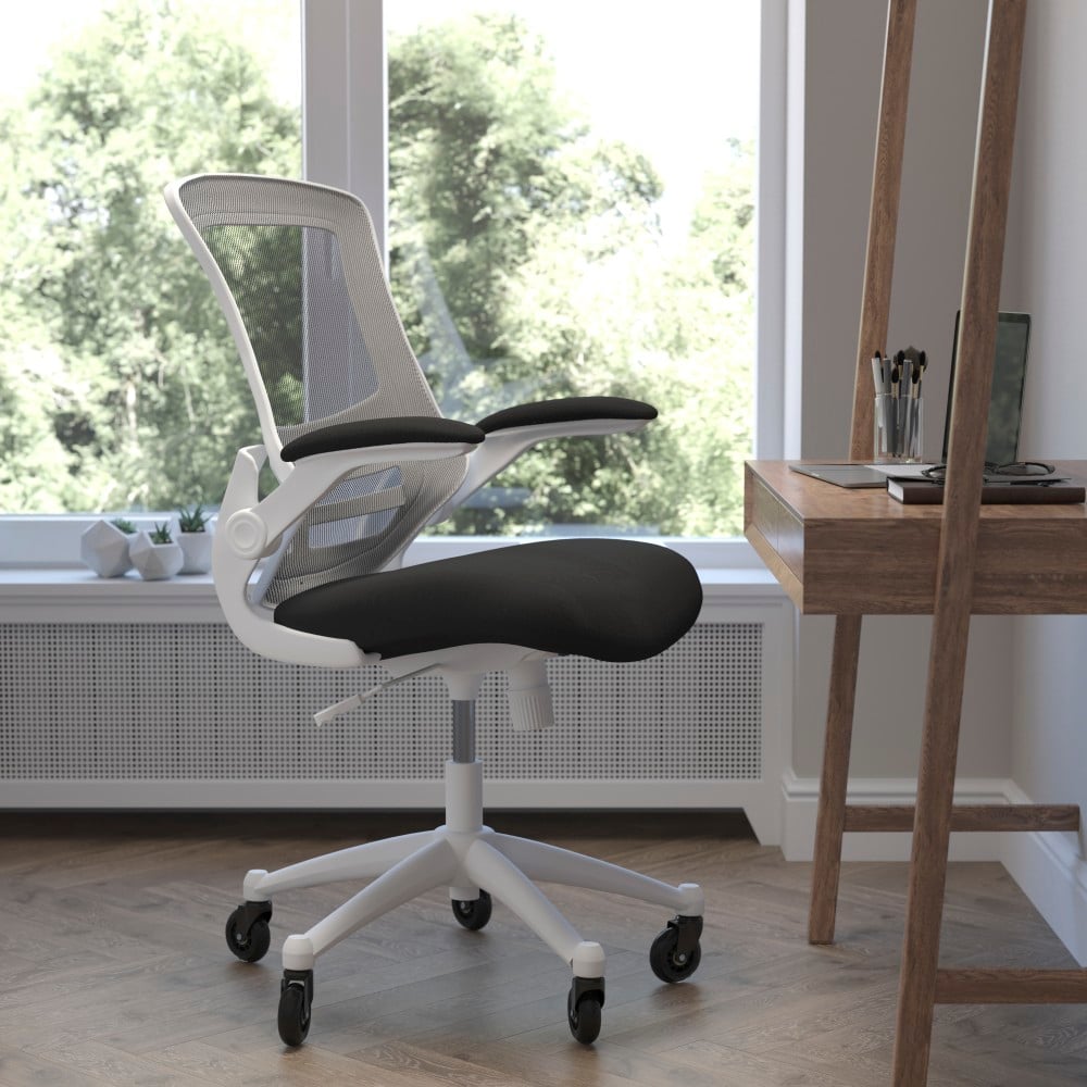 Flash Furniture Kelista Ergonomic Mesh Mid-Back Swivel Task Chair, Black/White MPN:BLX5MWHBKRLB