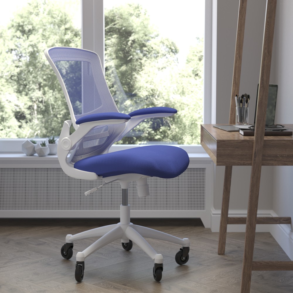 Flash Furniture Kelista Ergonomic Mesh Mid-Back Swivel Task Chair, Blue/White MPN:BLX5MWHBLUERLB