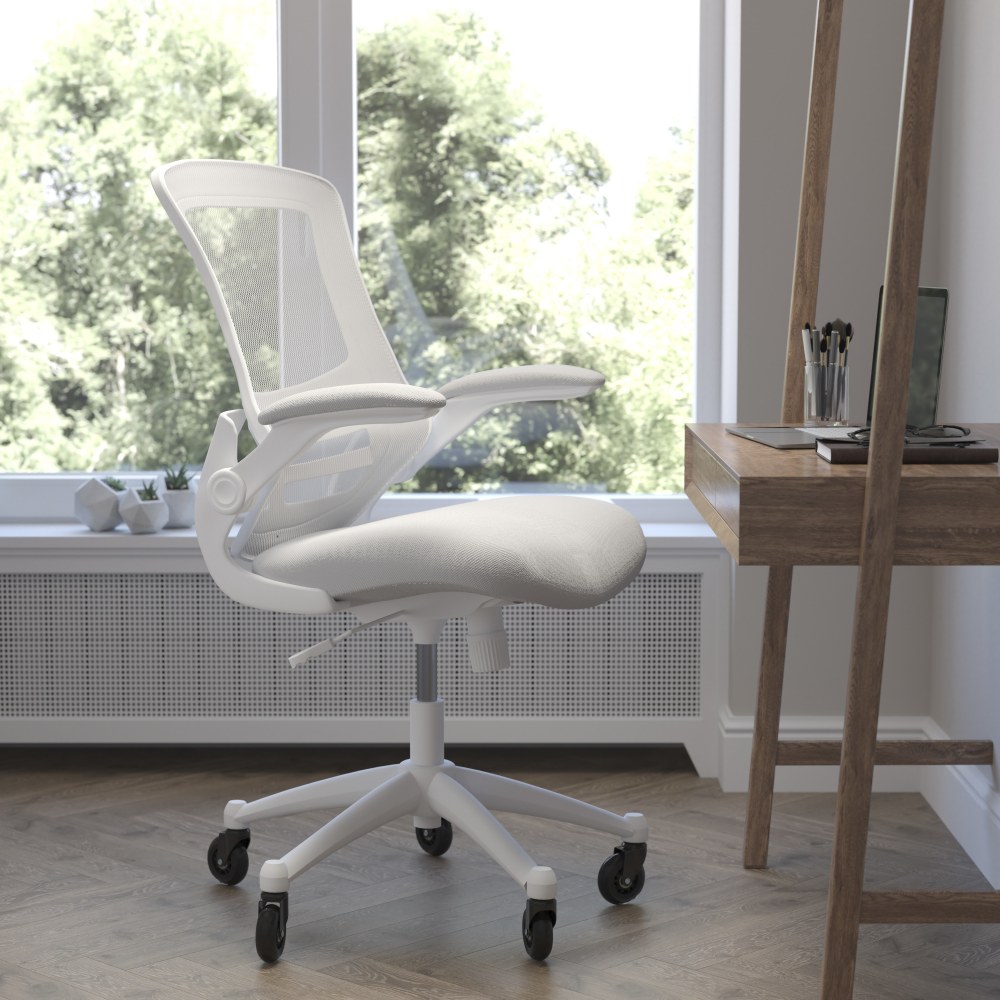 Flash Furniture Kelista Ergonomic Mesh Mid-Back Swivel Task Chair, Light Gray/White MPN:BLX5MWHGYRLB